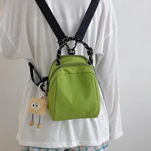 Lightweight canvas backpack casual daily multi-purpose shoulder messenger bag for women green