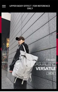 Large capacity trendy casual backpack multi-functional outdoor travel sports bag for men grey