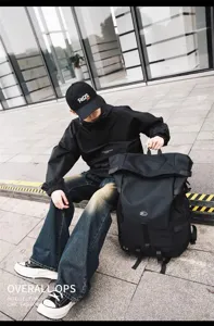 Large capacity trendy backpack outdoor travel sports multi-functional luggage detail.