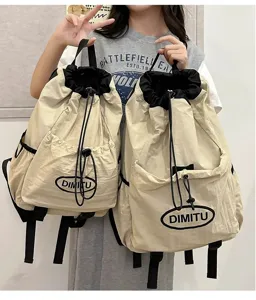 Sac à dos à cordon léger de grande capacité, tissu résistant, sac de sport casual.
