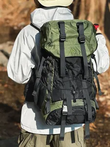 Men Large Capacity Hiking Backpack Waterproof Outdoor Camping Bags Travel Climbing Backpack Functional Techwear Double Shoulder Rucksack