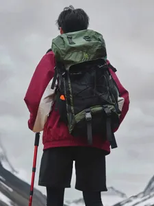 Large capacity outdoor tactical backpack, waterproof multi-pocket travel hiking rucksack for men.