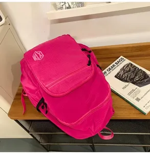 Pink lightweight waterproof fitness backpack, minimalist foldable travel daily casual rucksack.
