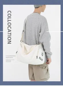 Large capacity canvas gym bag travel shoulder bag casual men women daily storage duffel bag