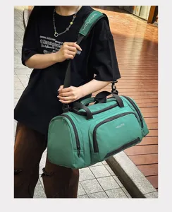 Grand sac de voyage vert imperméable sac de sport fitness pour femmes et hommes détail