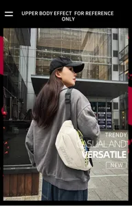 Trendy casual crossbody chest bag for women and men, stylish streetwear shoulder bag.