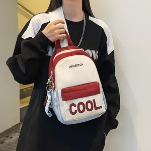 Stylish colorblock mini backpack for casual travel, lightweight sports chest bag with print.