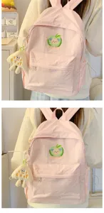Grazioso piccolo zaino rosa in stile ins giapponese da donna, borsa da scuola da viaggio leggera.