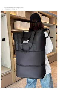 Grande borsa da viaggio capacità multistrato pieghevole borsa a spalla donna leggera uso quotidiano