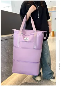 Grande borsa da viaggio per donna, borsone pieghevole espandibile per fitness e viaggi.