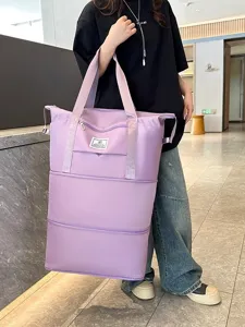 Borsa da Viaggio da Donna in Nylon di Grande Capacità Pieghevole Impermeabile Estensibile Borsa da Bagaglio Casual Borsone Organizer Custodia