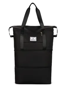 Grande borsa da viaggio nera, borsone pieghevole per bagagli ideale per i viaggi.