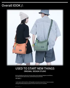 Japanese minimalist utility canvas crossbody bag for students casual shoulder messenger bag