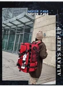 Red large capacity sports gym backpack multi-pocket travel bag for men and women daily use
