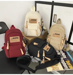 Casual canvas backpack multi-color set stylish student travel daypack casual bookbag