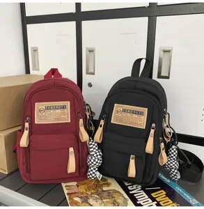 Canvas backpack stylish casual multi-pocket daypack travel school bookbag for men and women