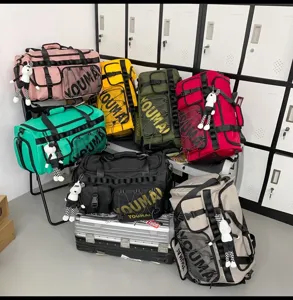 Large capacity sports travel duffel bag with dry wet separation, multi-pocket fitness gym bag.