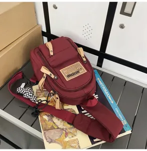 Casual canvas sling bag chest backpack for men and women vintage functional daypack