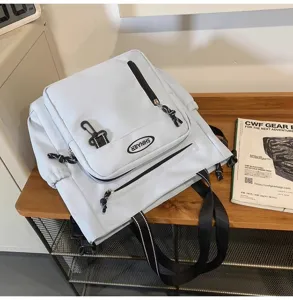 Canvas multi-functional tote backpack, large capacity casual shoulder bag for students.