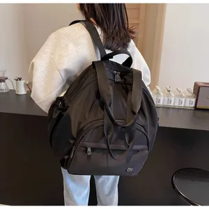 Grande zaino da viaggio multifunzionale nero e borsa per mamma di grande capacità.