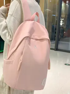 Unisex Nylon Rucksack Mit Großer Kapazität Minimalistischer Einfarbiger Wasserdichter Schulranzen Für Gymnasiasten Und Studenten Reiserucksack Mit Buchstabenstickerei