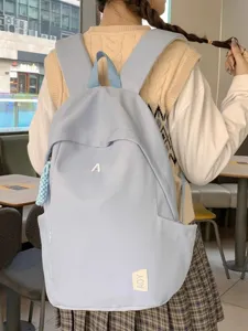 Stylish hellblauer Canvas Rucksack für Studenten, große Kapazität lässige Reise-Schultasche.