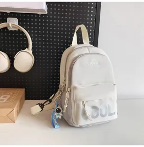 Mini white backpack casual chest bag multi-functional daily travel student shoulder bag