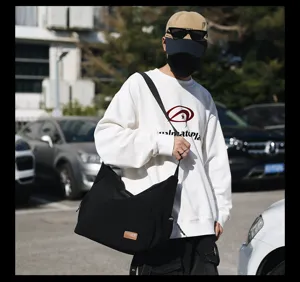 Black canvas crossbody bag large capacity casual single shoulder messenger bag for daily use