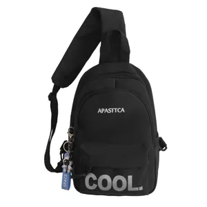 Black casual chest bag for men and women, lightweight multi-functional crossbody sling bag.