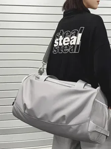 Sac de Sport en Nylon Imperméable de Grande Capacité Avec Séparation Sec Humide pour Hommes Femmes Sports Voyage Sac Polochon Entraînement Sac à Dos Épaule