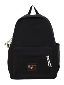 Classic black casual backpack for women, lightweight commuter school bag for daily travel.