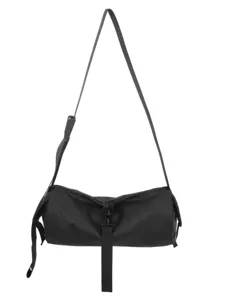 Wasserdichte schwarze zylindrische Sport-Umhängetasche für Outdoor-Reisen und Fitnessstudio.