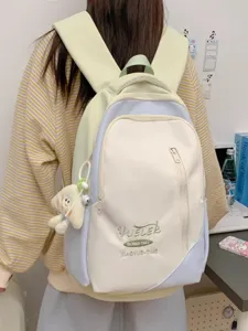 Japanese fresh dopamine colorblock backpack, large capacity school bag for students new.