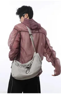 Lightweight nylon crossbody bag for daily travel, large capacity casual messenger bag.