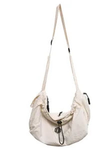 Casual canvas crossbody bag large capacity white shoulder bag for outdoor travel daily use