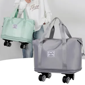 Borsa da Viaggio Espandibile in Tessuto Oxford Con Ruote Girevoli Grande Capacità Impermeabile Borsone da Viaggio per Sport Palestra Uomo Donna
