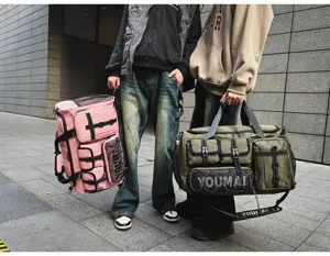 Multifunctional large capacity travel duffel bag with multiple pockets for daily sports.