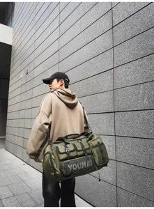 Large capacity travel duffel gym bag multi-pocket sports training luggage bag for daily use