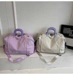 Grand sac de voyage capacite bagage court sejour fitness sec humide violet beige couleur