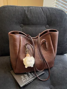 Modische Pendler PU Leder Tote Tasche groesse Kapazitaet laessige Schultertasche fuer Damen