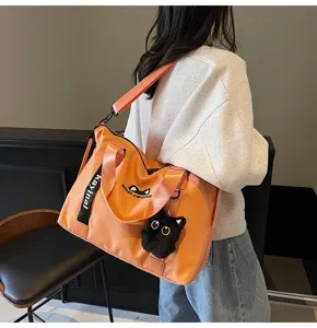 Oranger Reise Duffle Bag für Damen, große Schultertasche für Fitness, Sport und Yoga Pendeln.