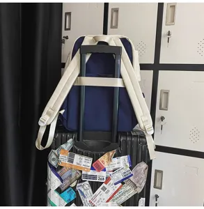 Large capacity travel backpack for women, casual school bag with luggage strap, detailed view.