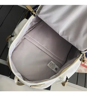 Large capacity casual canvas backpack interior detail view student school travel bag