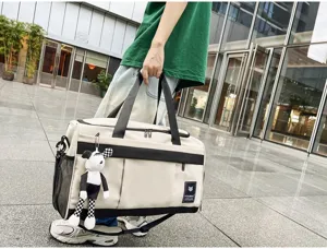 Large capacity canvas travel duffel bag with shoulder strap, casual sports gym bag for men and women
