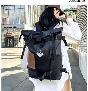 Fashion casual large capacity black waterproof travel school backpack for men and women