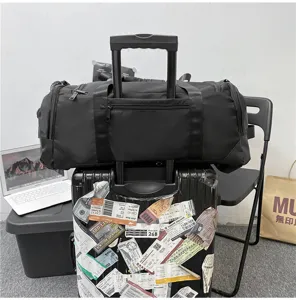 Schwarze Reisetasche große Kapazität wasserdichte Sporttasche mit Koffer Trolley Hülle Neu