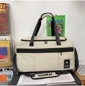 Short travel duffel bag large capacity student luggage sports gym bag canvas carryall