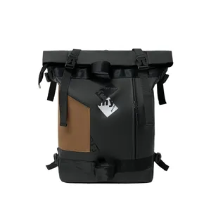 Stylish large capacity roll-top waterproof backpack for men and women daily travel use.