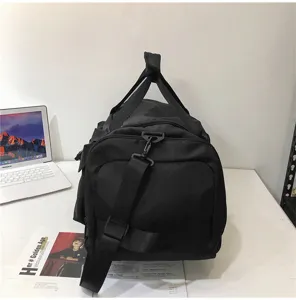 Große Kapazität schwarze Reisetasche Damen Herren leicht Sport Fitness Gym Tasche tragbares Gepäck