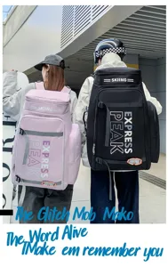 Grosse Skirucksack für Outdoorsport, robuster Reise-Rucksack mit Helmhalterung für Damen.